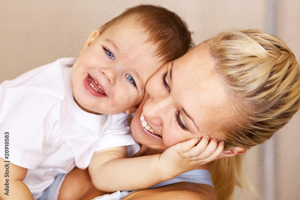 mother playing with her son