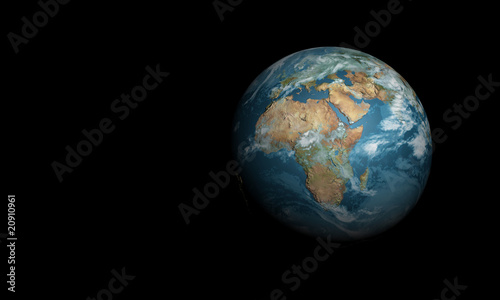 3d blue earth in space © burak duman