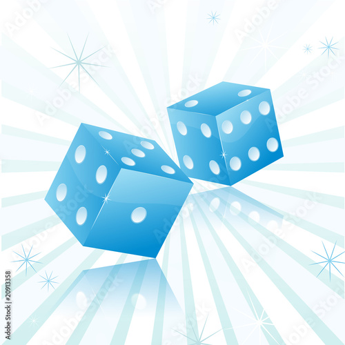 Blue dice with star background