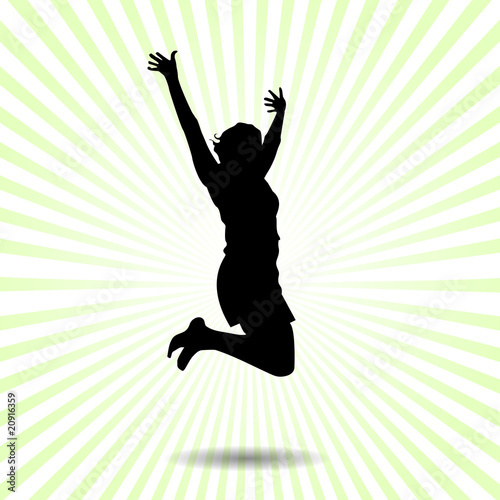 happy woman jumping of joy vector silhouette