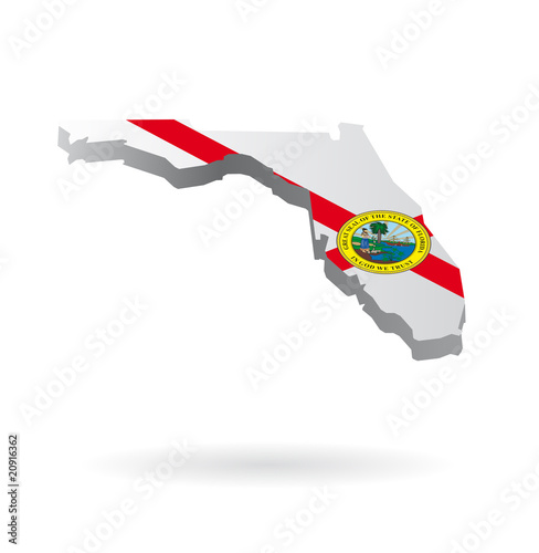 3d vector map with flag of florida state