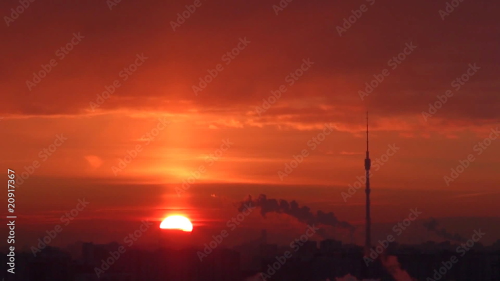 timelapsed sunrise in Moscow timelapsed sunrise in Moscow