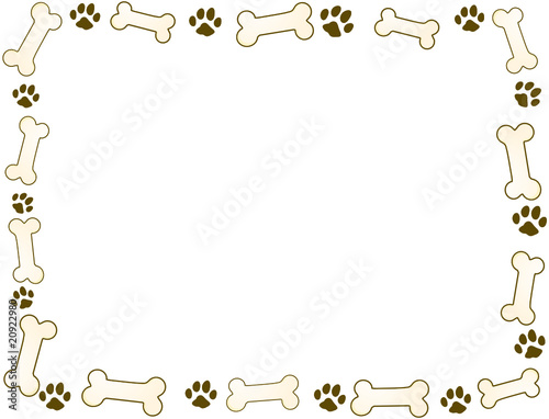 bone and paw frame in sepia tones