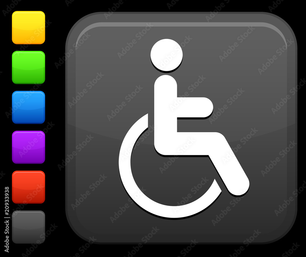 wheelchair icon on square internet button wheelchair icon on square internet button