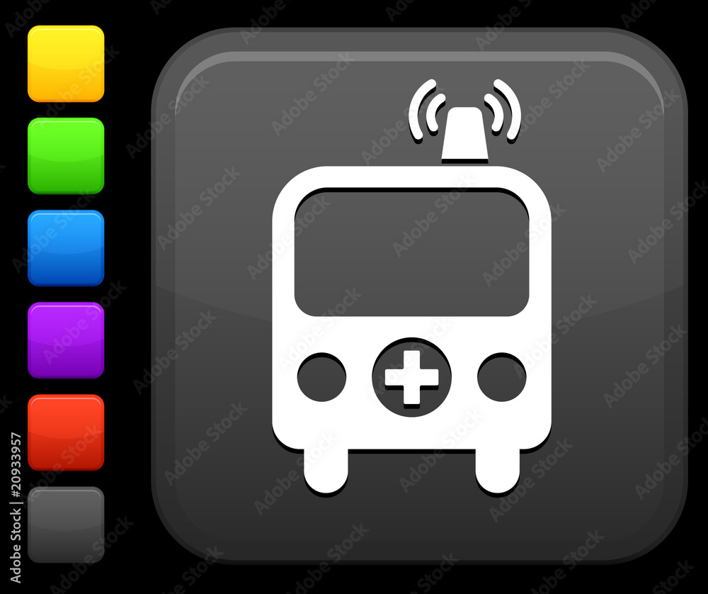 Ambulance icon on square internet button Ambulance icon on square internet button