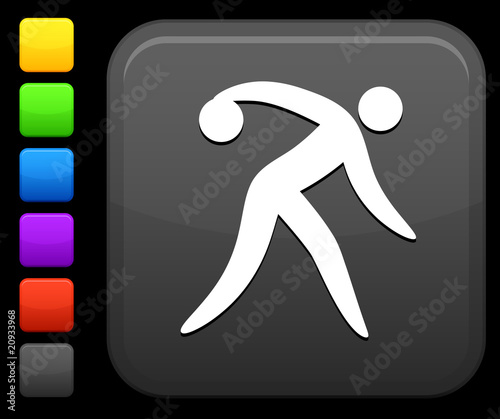 bowling icon on square internet button