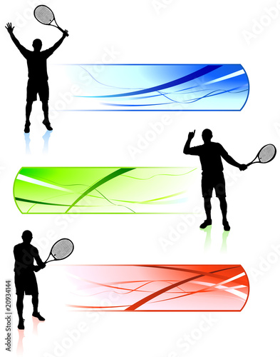 Tennis Players with Banners