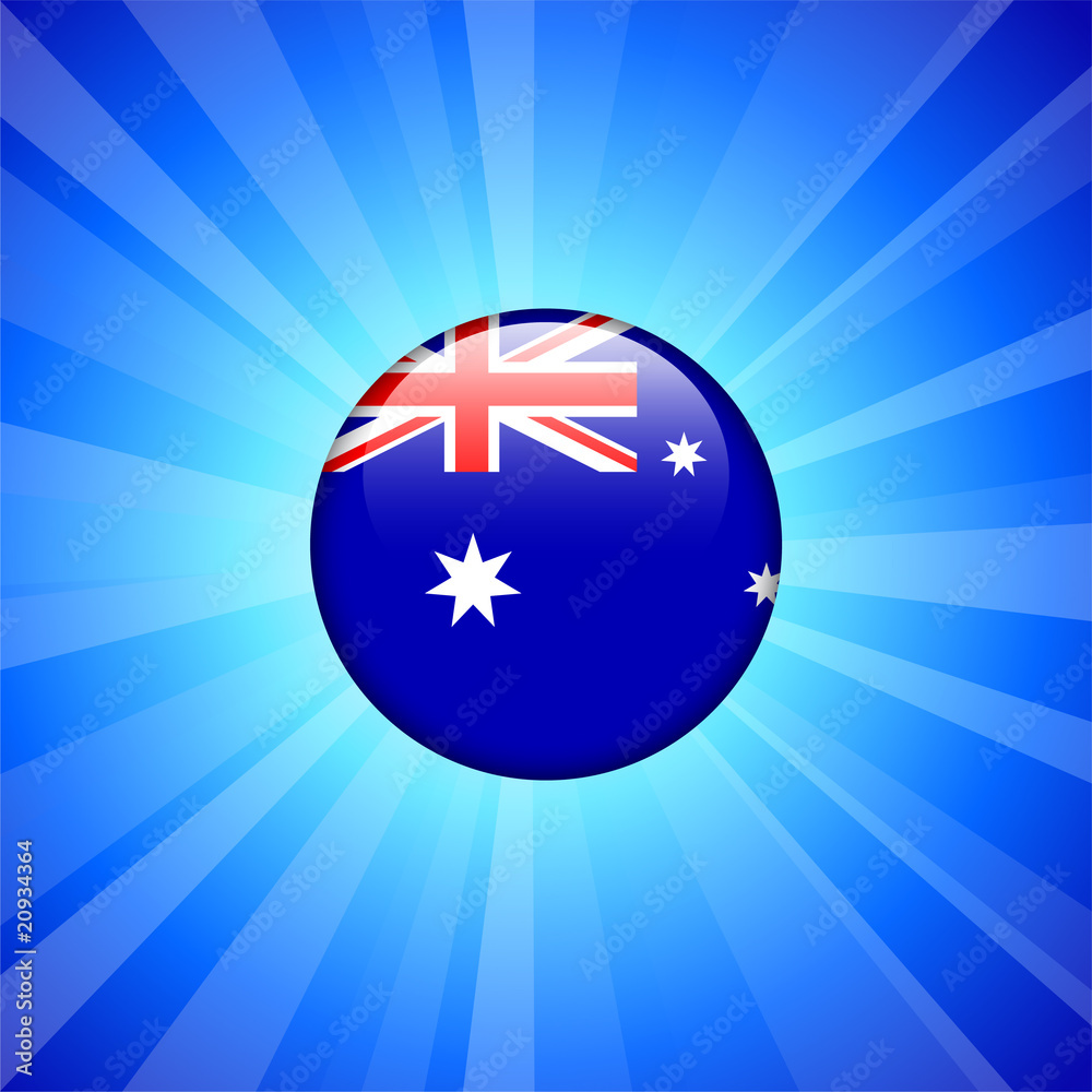 Australia Flag Icon on Internet Button Australia Flag Icon on Internet Button