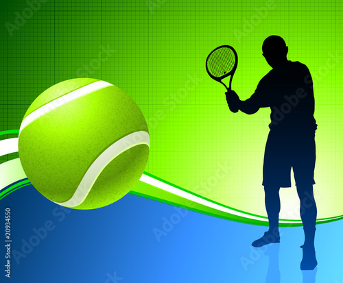 Tennis Player on Abstract Background