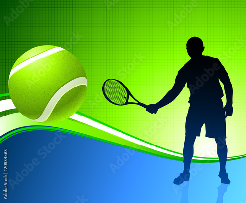 Tennis Player on Abstract Background