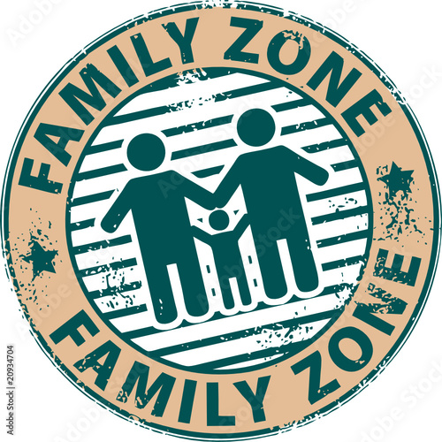 Conceptual grunge rubber stamp - family zone