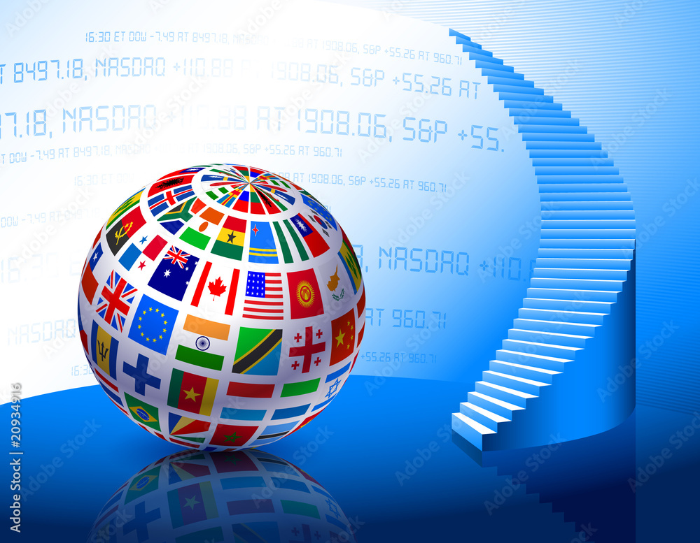 Flags Globe with Stairs Flags Globe with Stairs