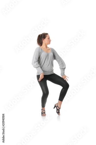 Young woman training rumba dance