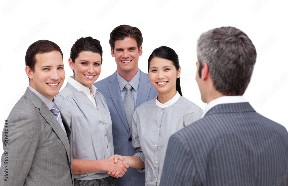 Fototapeta premium Mature manager talking to his team