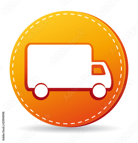 Orange delivery truck icon.
