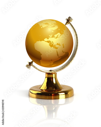 Terrestrial globe isolated on a white background.