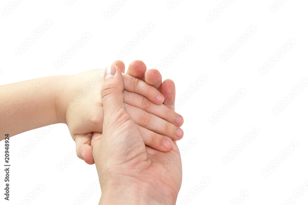 Hand of mother holds a hand of the child Hand of mother holds a hand of the child