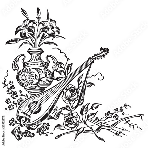 antique decorative corner engraving (vector)