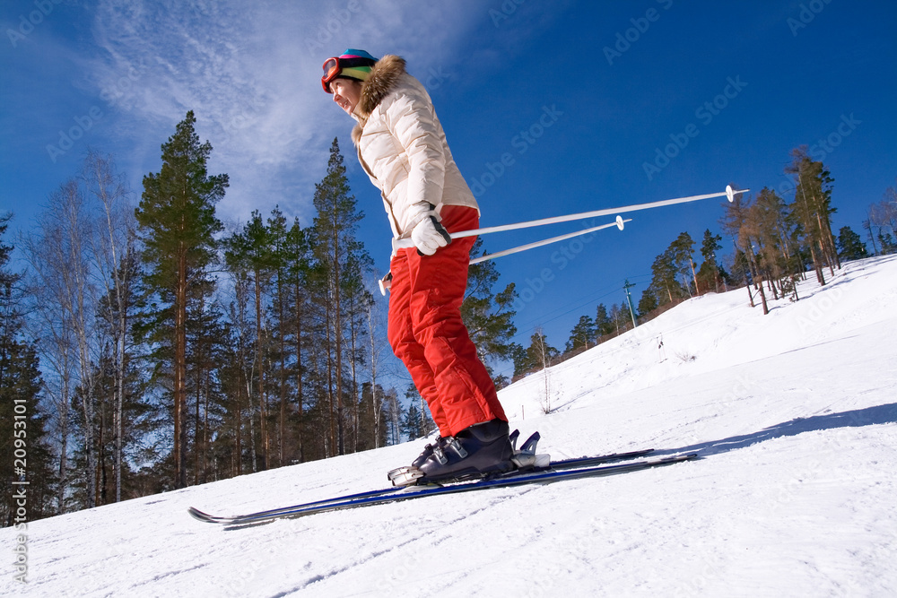 Adult woman skiing