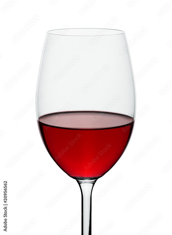 wineglass with red wine isolated