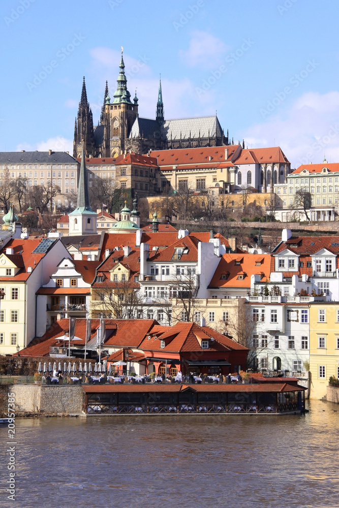 Early Spring in Prague - gothic Castle above the River Vltava