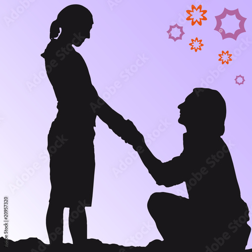 Heiratsantrag eines jungen Pärchens