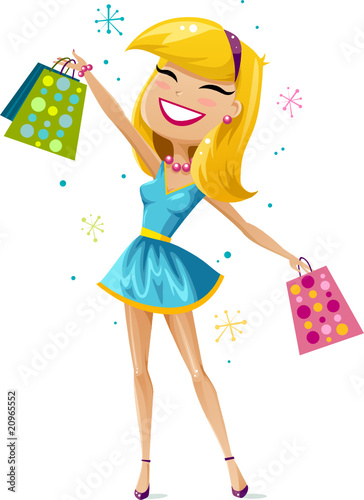 Happy girls with shopping bags