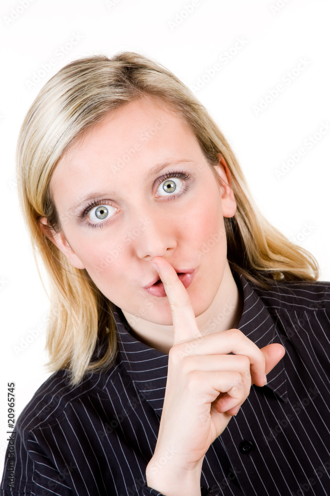 Woman with finger to lips Woman with finger to lips