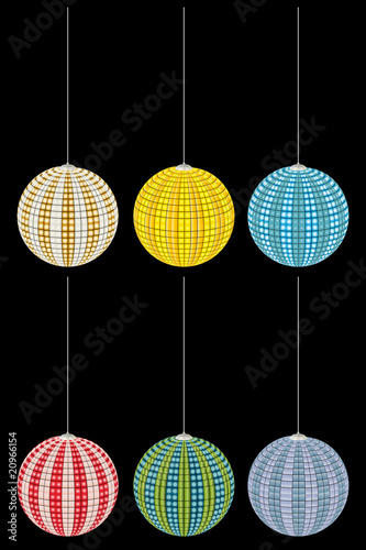 Set of six colored interior lamp - vector file
