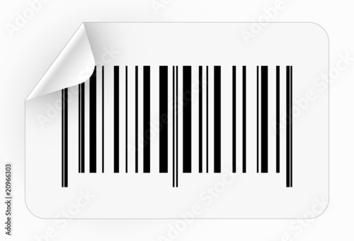 Vector illustration of sticker with bar code and peeling corner