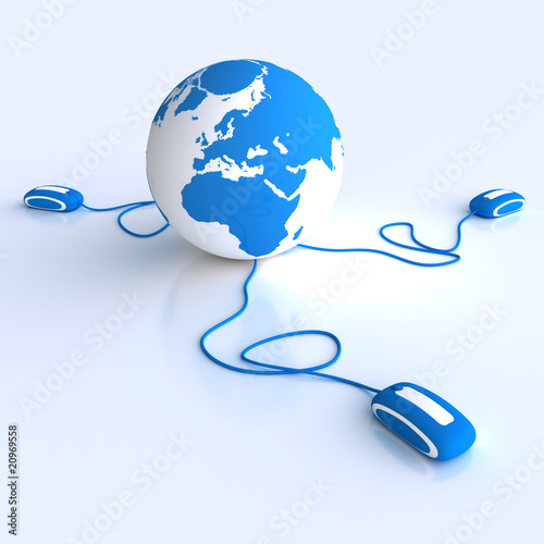World connected in blue Europe