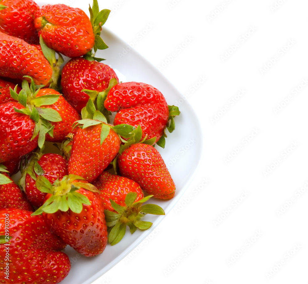 Fresh strawberries on a platter isolated on white Fresh strawberries on a platter isolated on white