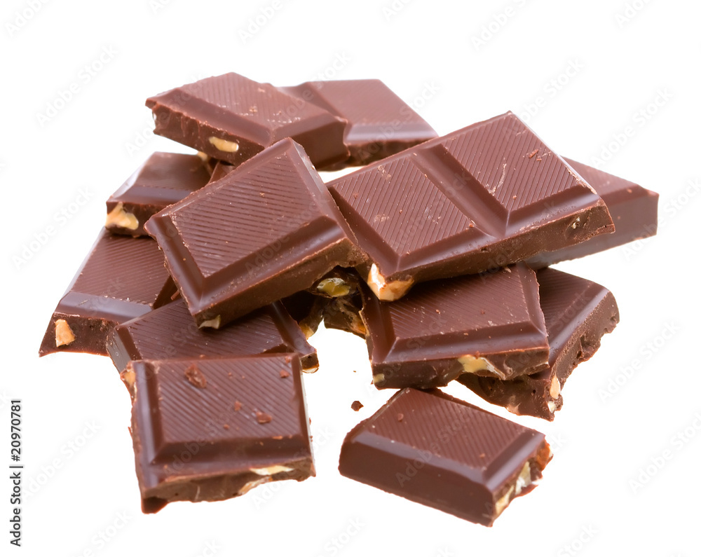 Blocks of chocolate isolated on white Blocks of chocolate isolated on white
