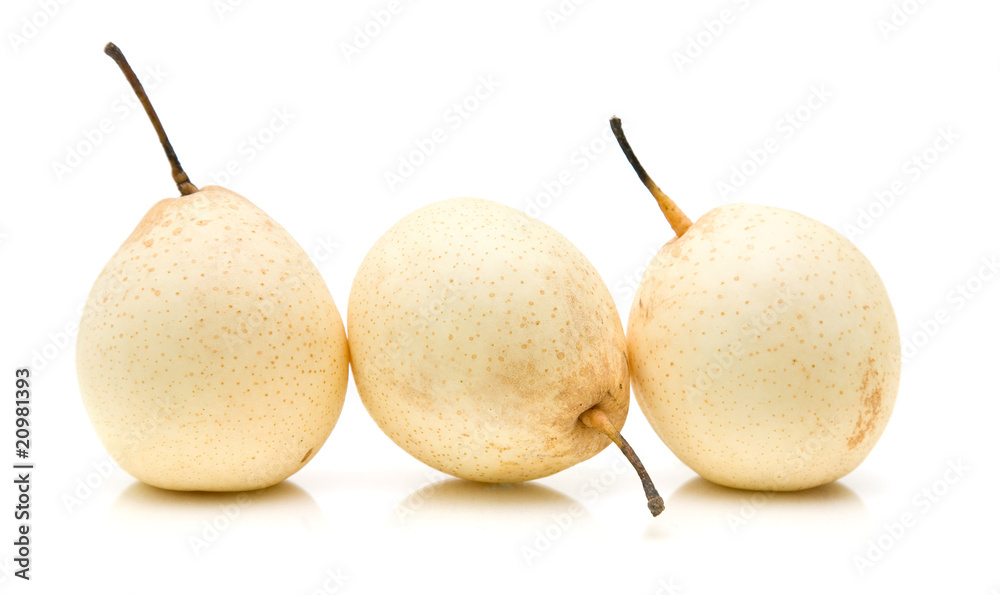 Chinese White Pears (Duck Pear; Ya Pear); isolated on white Chinese White Pears (Duck Pear; Ya Pear); isolated on white