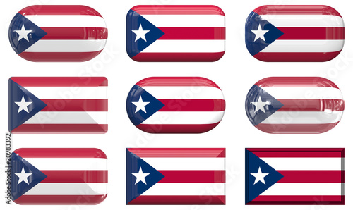 nine glass buttons of the Flag of Puerto Rico