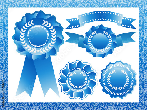 blue vector rosettes and ribbons