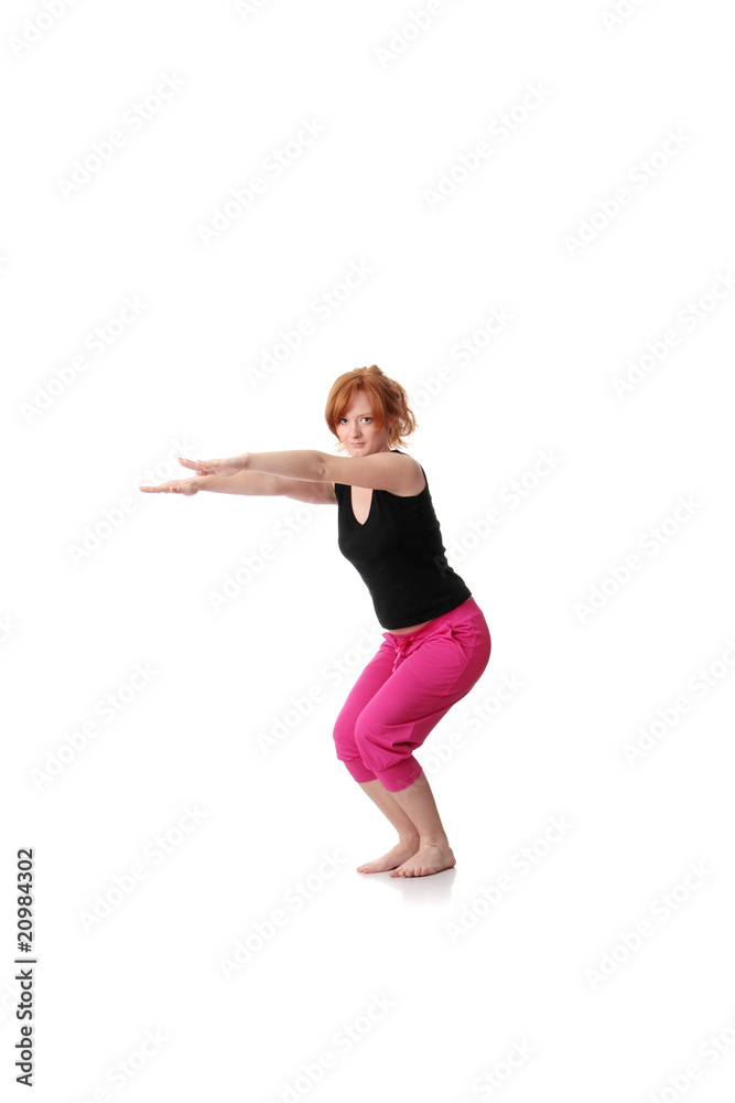 Redhead exercising Redhead exercising