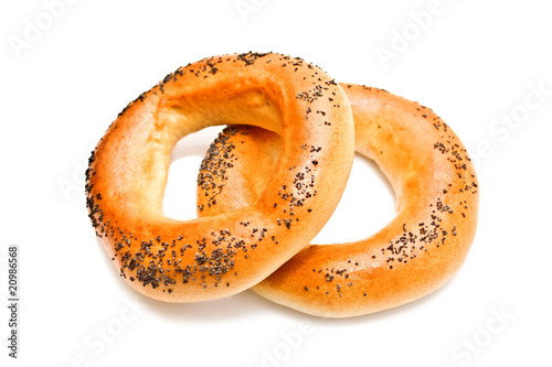 russian bagels, bublik with poppy seeds isolated photo