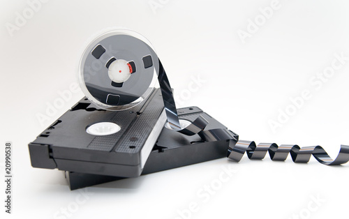 old video tape on white background
