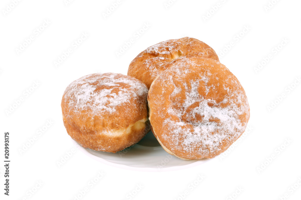 Three donut on a saucer Three donut on a saucer