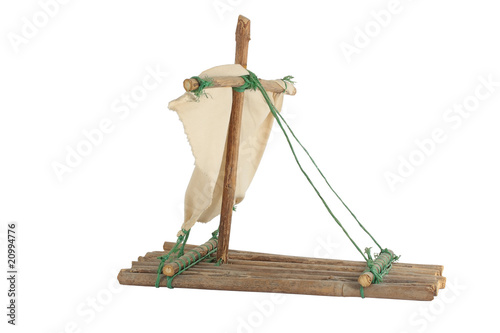 hand made raft isolated over white background