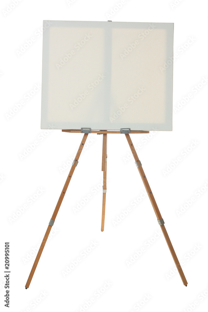 portable easel with blank canvas -clipping path included portable easel with blank canvas -clipping path included