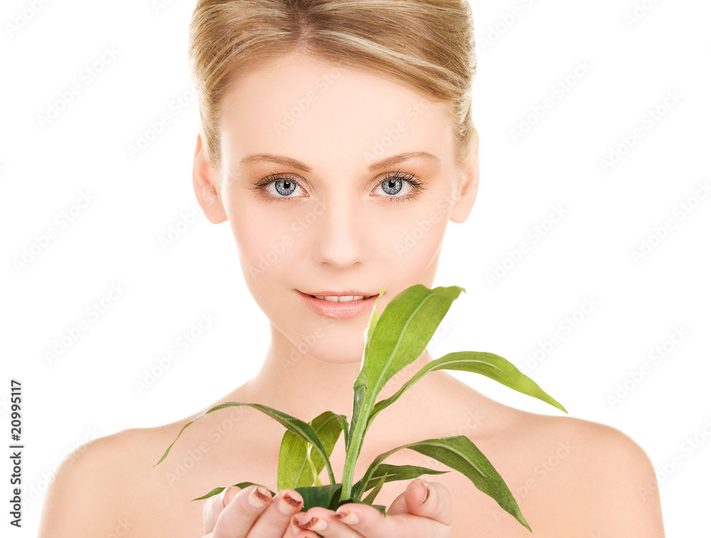 woman with sprout woman with sprout