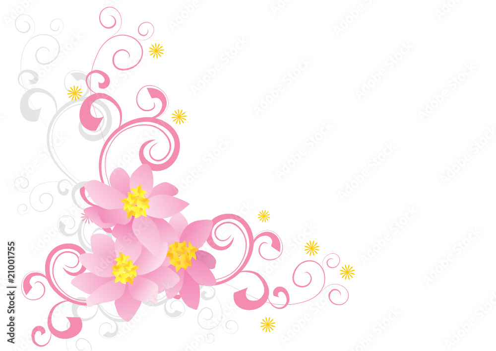 pink flowers curves vector decor