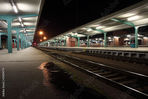 Czech Republic - train station in city Pardubice at night