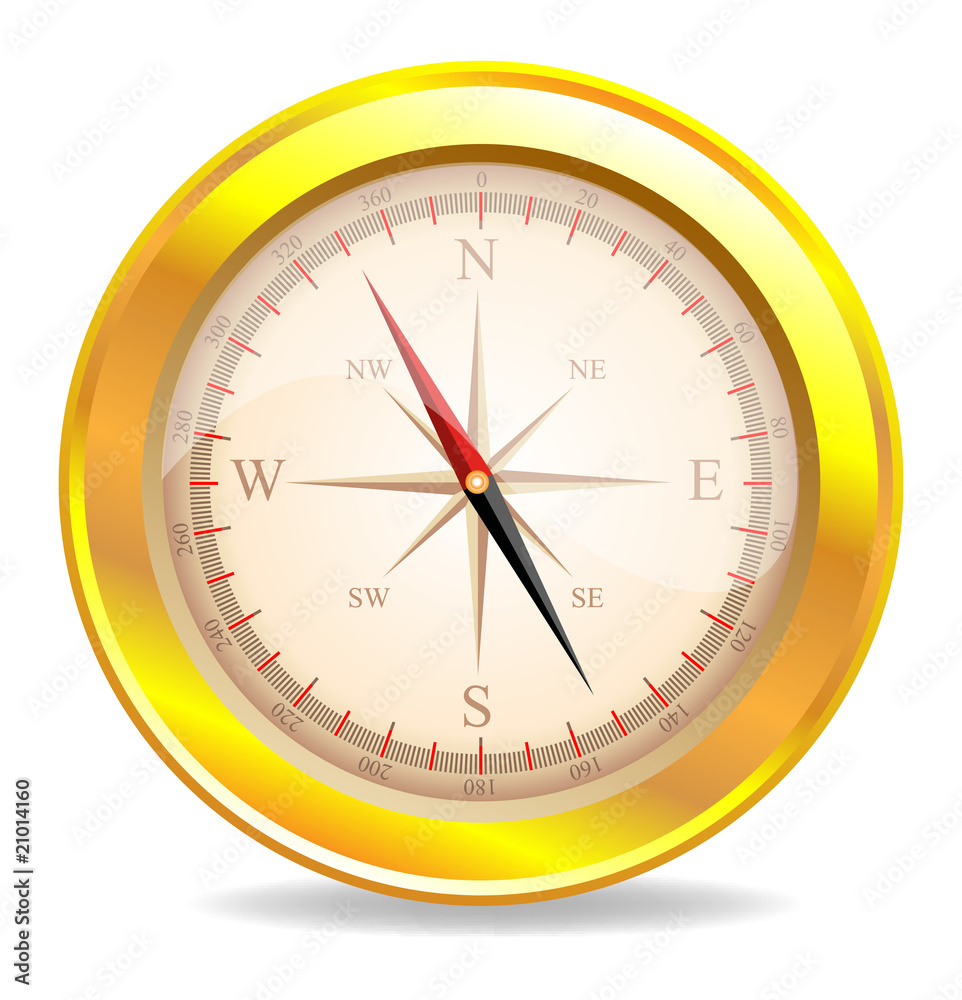 Vector gold compass on a white background Vector gold compass on a white background