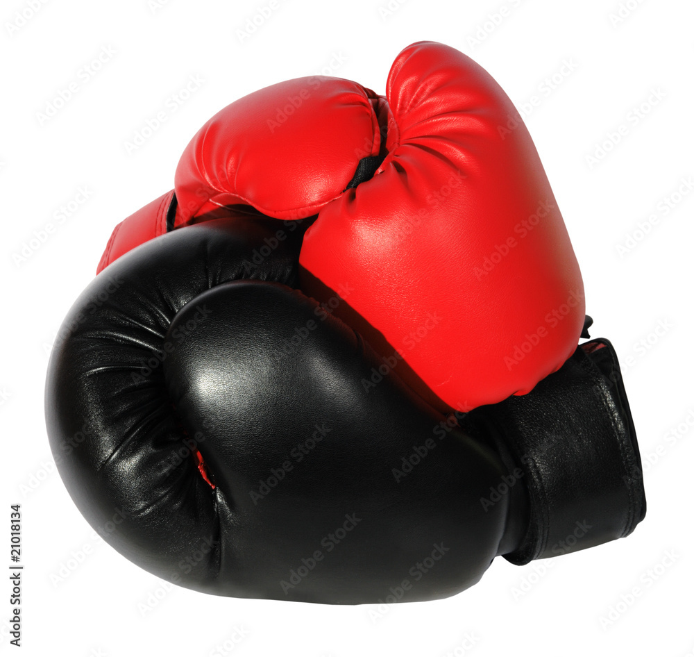 Red and black boxing-gloves. (isolated)
