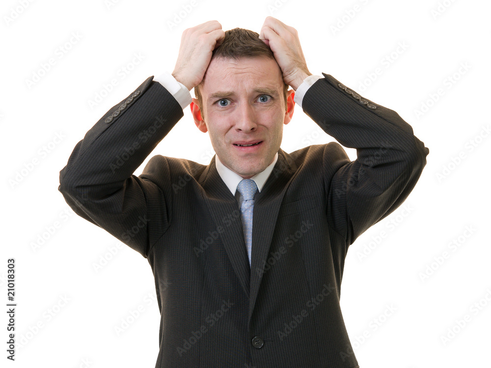 businessman in crisis isolated on white background businessman in crisis isolated on white background