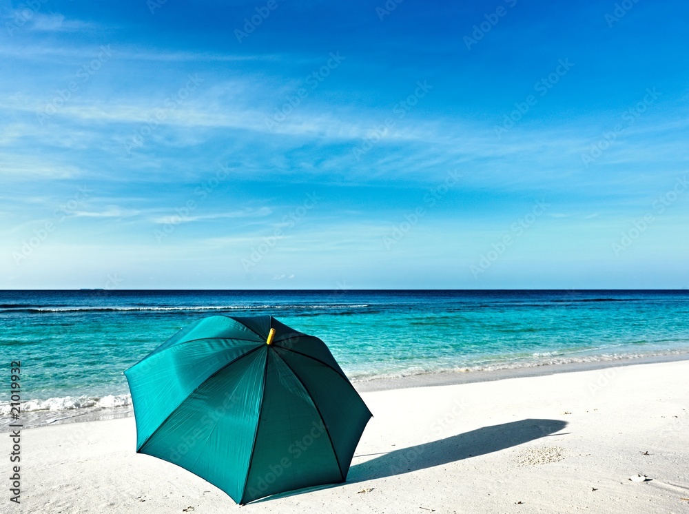 Umbrella is on a beach