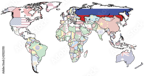 russia on map of world